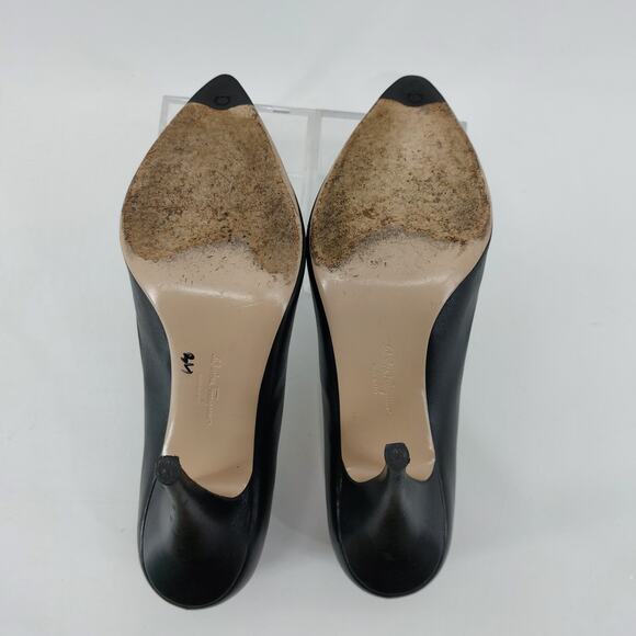 Salvatore Ferragamo Black Pumps Suede Trimmed Leather 8 B - Picture 10 of 12